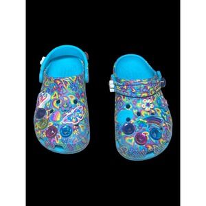 Crocs Classic Clogs Psychedelic Heart Floral Blue Multi Jibbitz Charms Kids C11